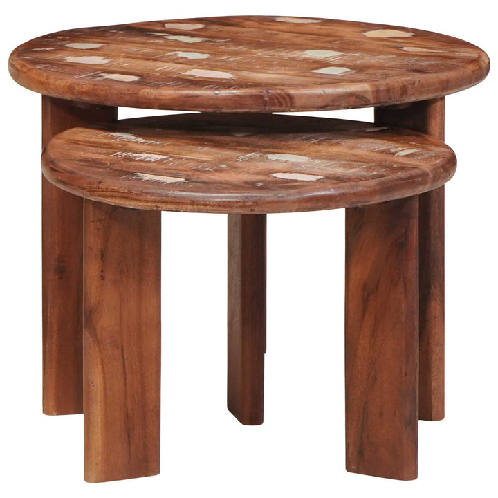 Nesting Kaffeborde 2 pcs Flerfarvet Solid genvundet træ