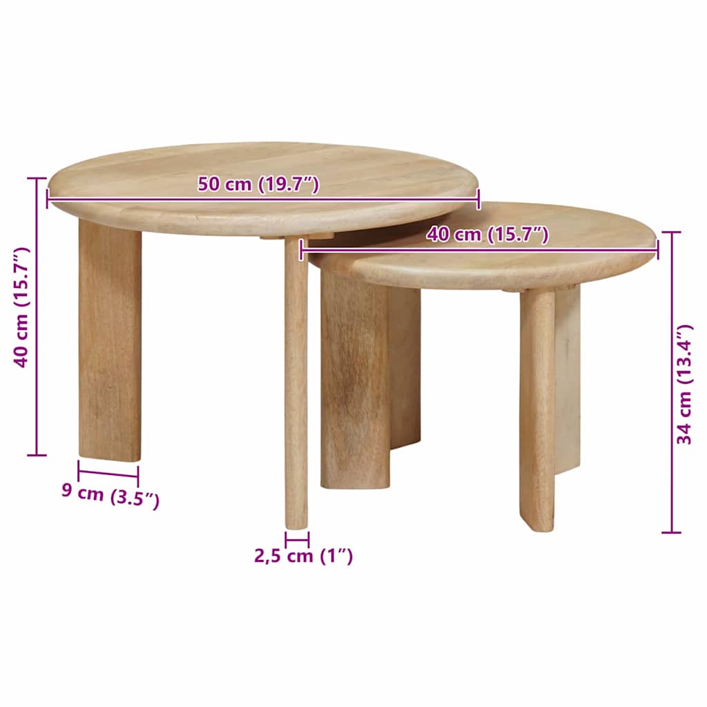 Nesting Kaffeborde 2 pcs Sort Massivt mangotræ
