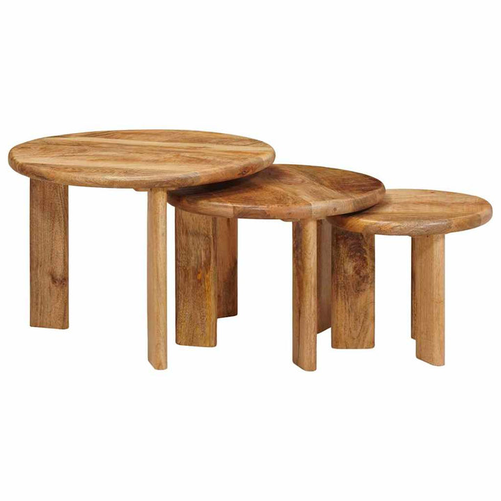 Nesting Kaffeborde 3 pcs Brun Massivt mangotræ