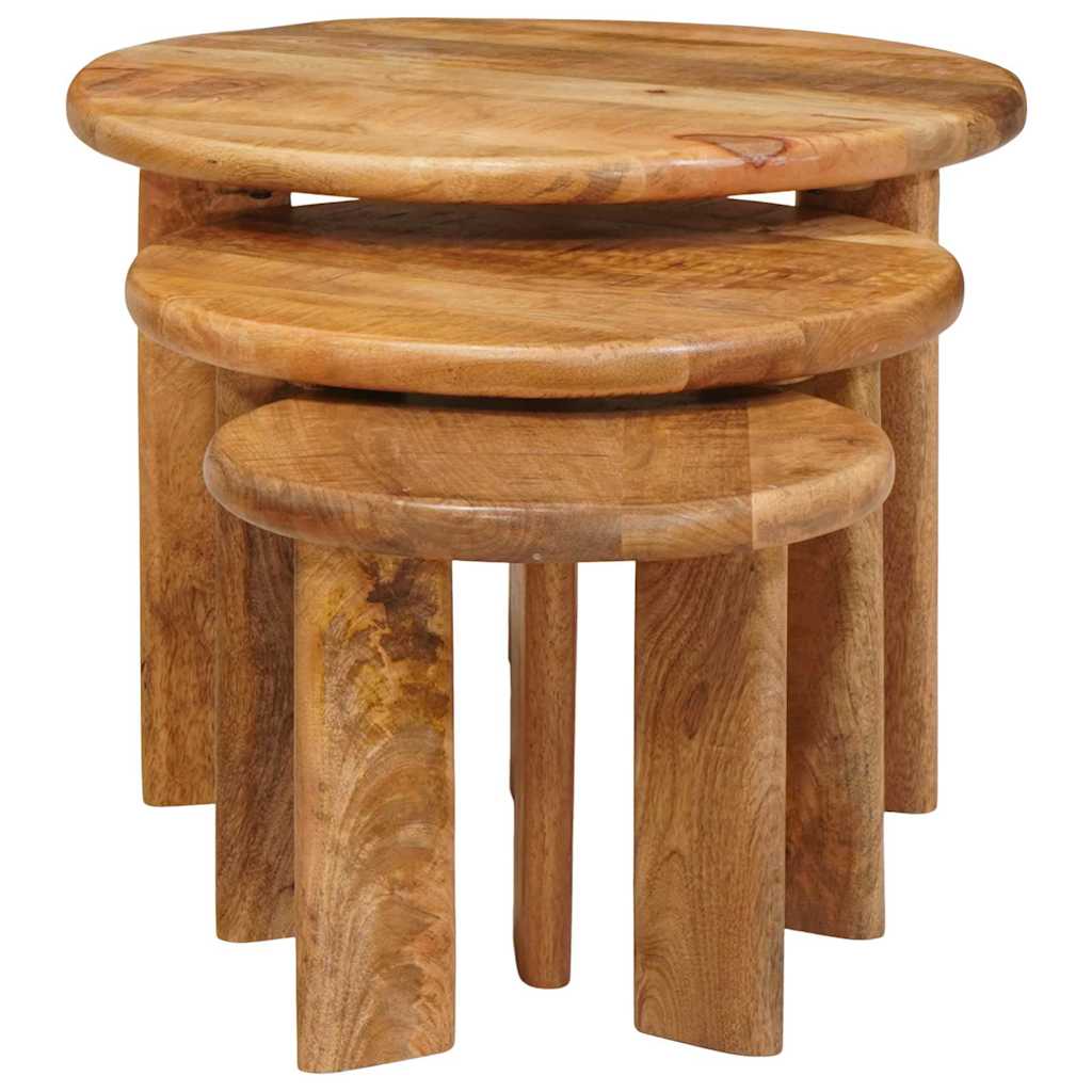 Nesting Kaffeborde 3 pcs Brun Massivt mangotræ