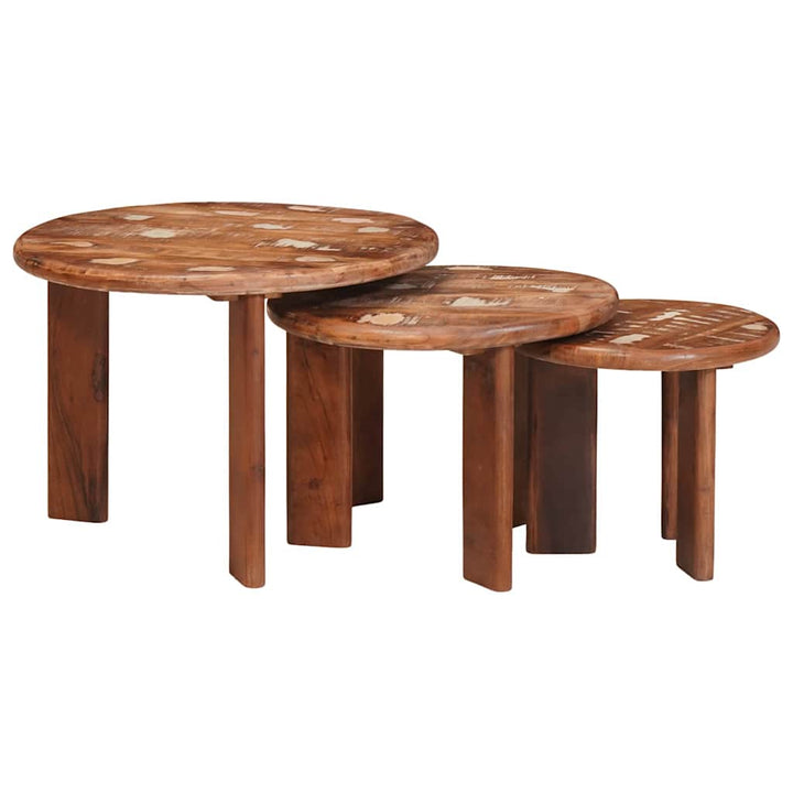 Nesting Kaffeborde 3 pcs Flerfarvet Solid genvundet træ
