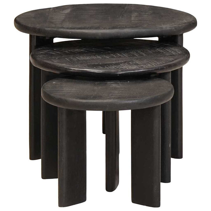 Nesting Kaffeborde 3 pcs Hvid Massivt mangotræ