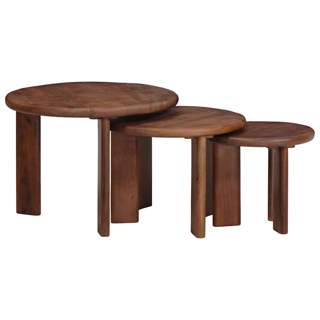 Nesting Kaffeborde 3 pcs Mørk Brun Massivt mangotræ
