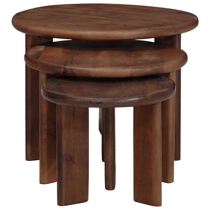 Nesting Kaffeborde 3 pcs Mørk Brun Massivt mangotræ