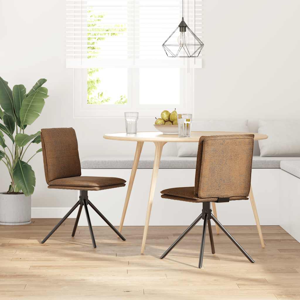 Spisebordsstol Brun Faux Suede Læder