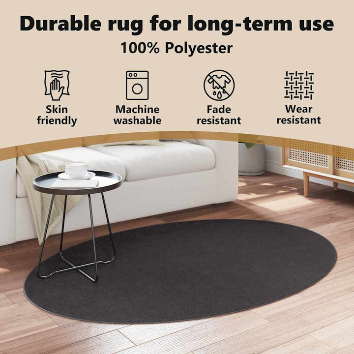 Områdetæpper Oval HUARTE Antracit 120 x 170 cm 100% polyester