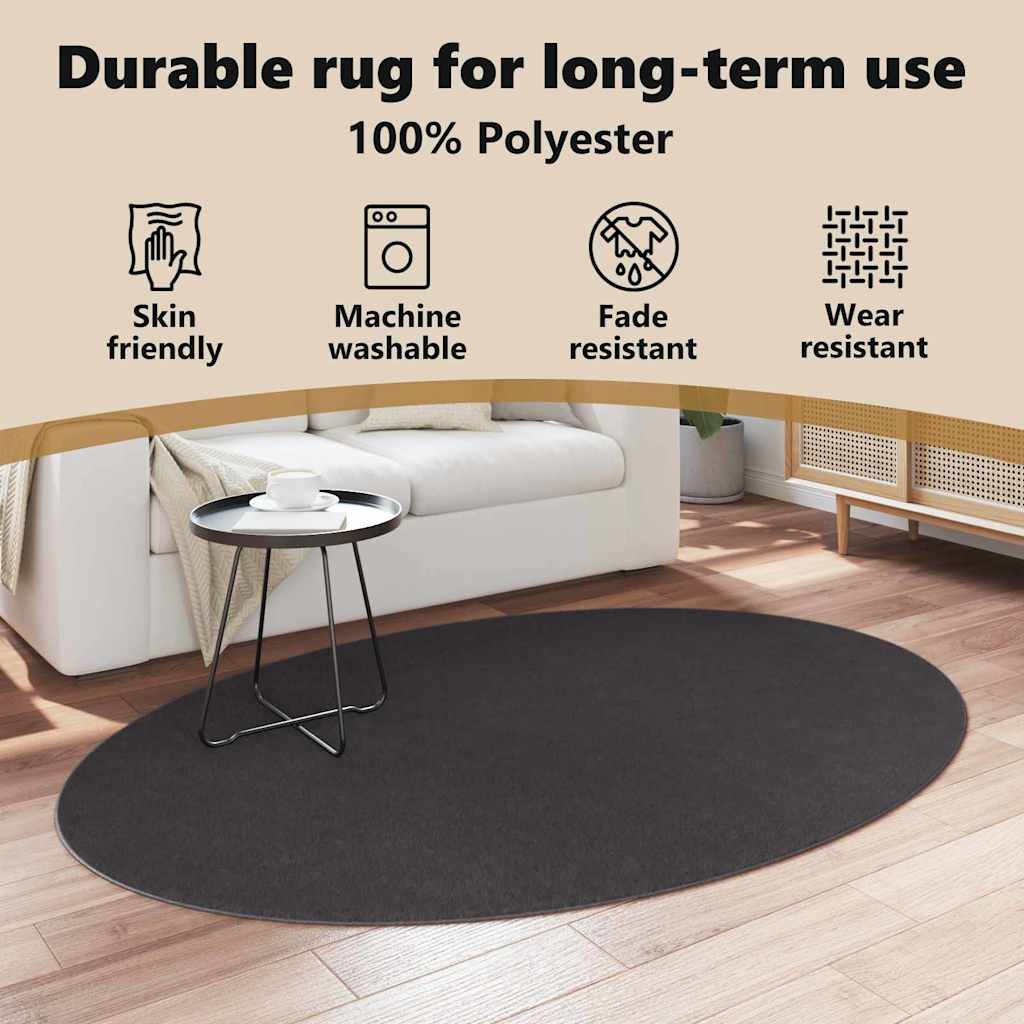 Områdetæpper Oval HUARTE Antracit 140 x 200 cm 100% polyester