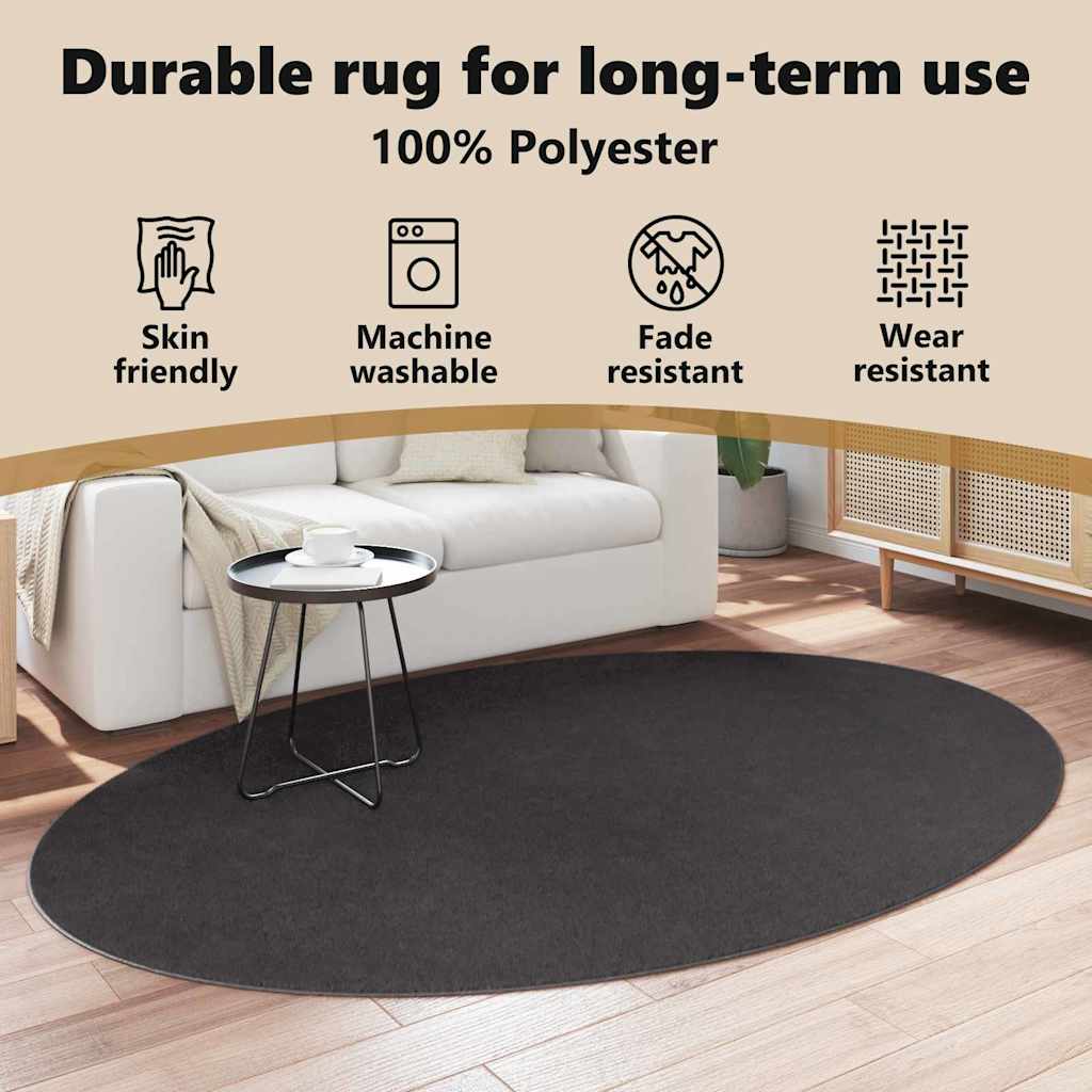 Områdetæpper Oval HUARTE Antracit 160 x 230 cm 100% polyester