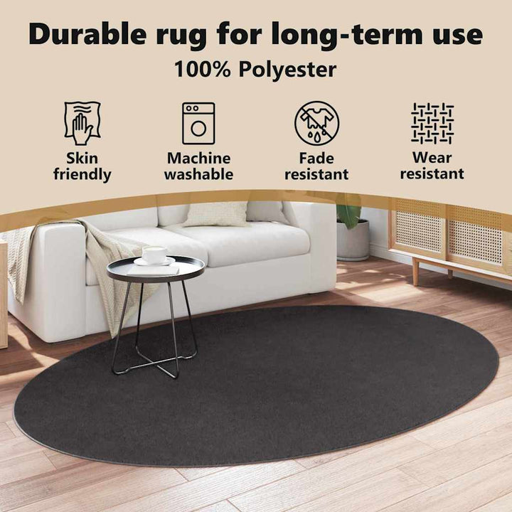 Områdetæpper Oval HUARTE Antracit 160 x 230 cm 100% polyester