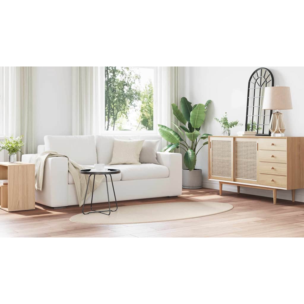 Områdetæpper Oval HUARTE Beige 100 x 200 cm 100% polyester