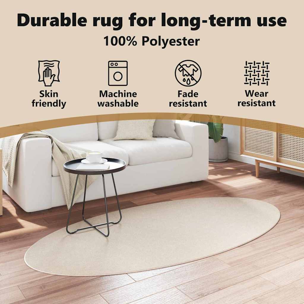 Områdetæpper Oval HUARTE Beige 100 x 200 cm 100% polyester