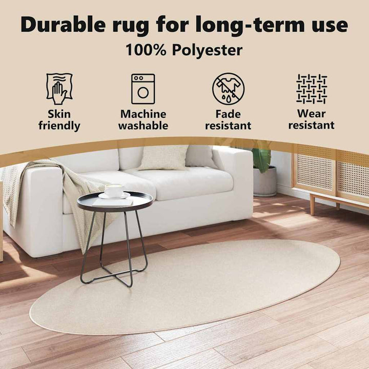 Områdetæpper Oval HUARTE Beige 100 x 200 cm 100% polyester