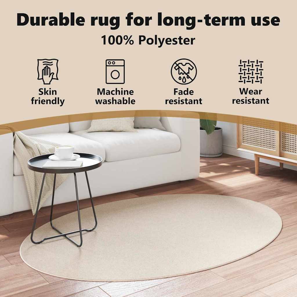 Områdetæpper Oval HUARTE Beige 120 x 170 cm 100% polyester