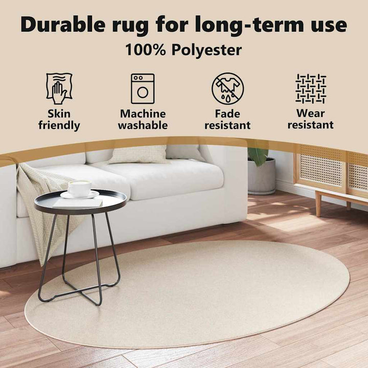Områdetæpper Oval HUARTE Beige 120 x 170 cm 100% polyester