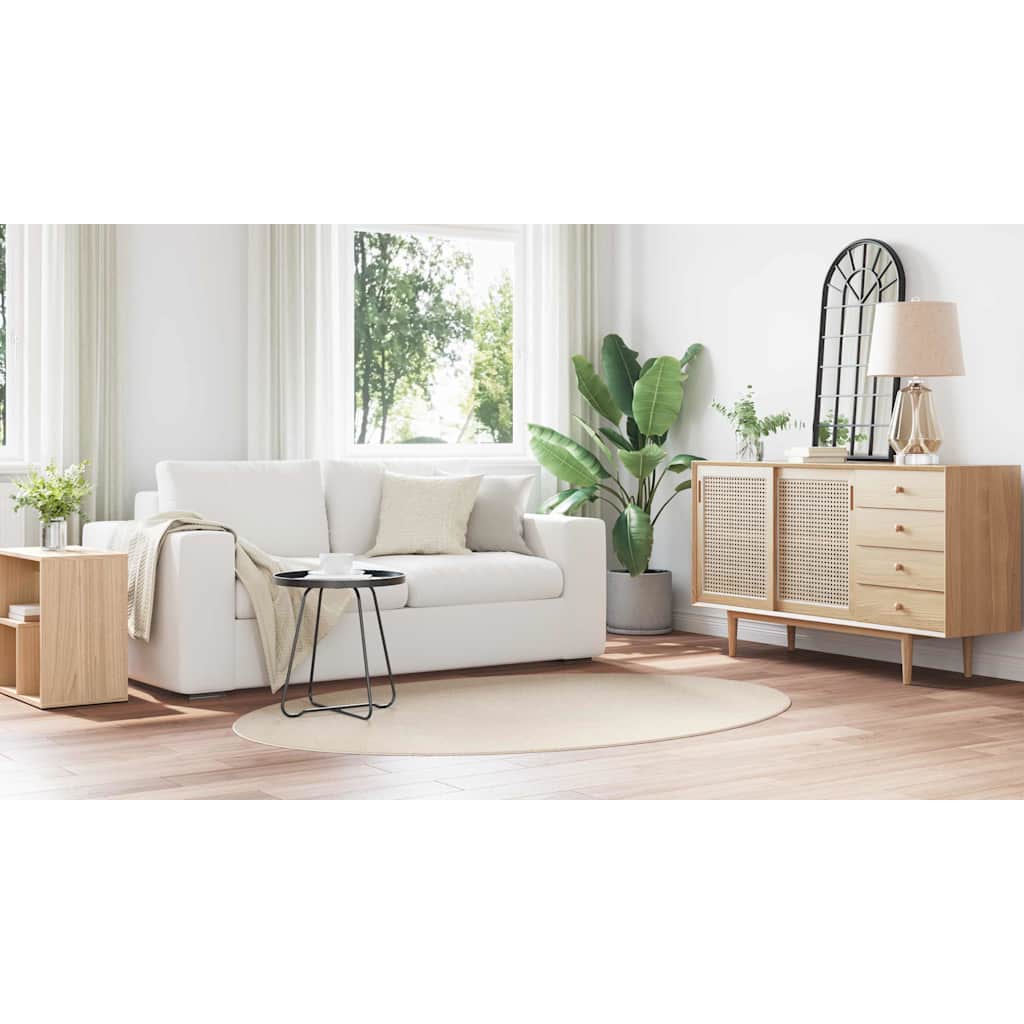 Områdetæpper Oval HUARTE Beige 140 x 200 cm 100% polyester