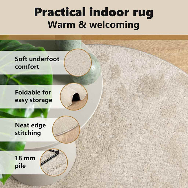 Områdetæpper Oval HUARTE Beige 140 x 200 cm 100% polyester