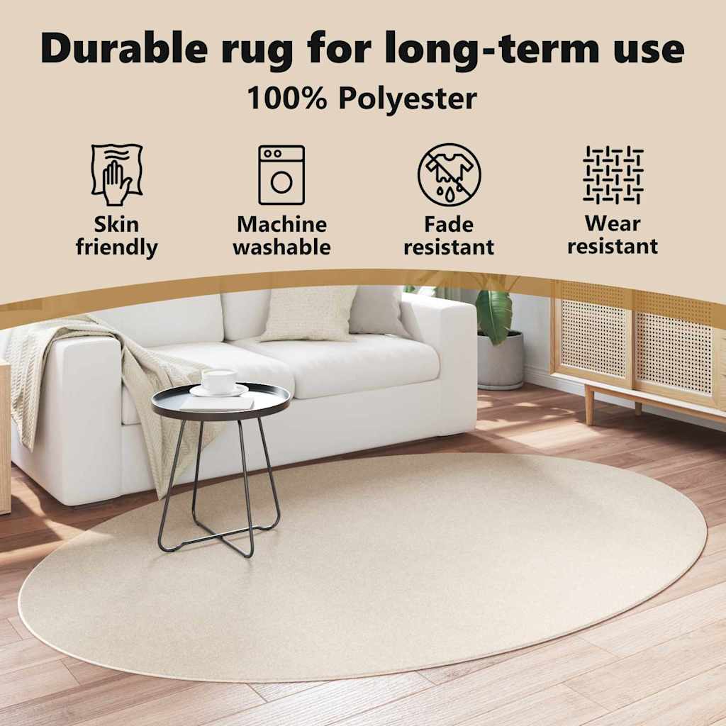 Områdetæpper Oval HUARTE Beige 160 x 230 cm 100% polyester