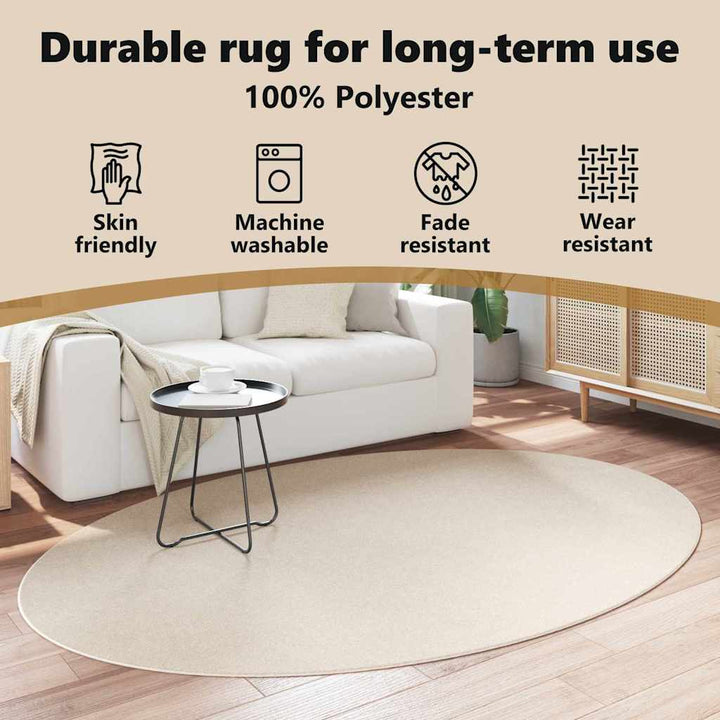 Områdetæpper Oval HUARTE Beige 160 x 230 cm 100% polyester