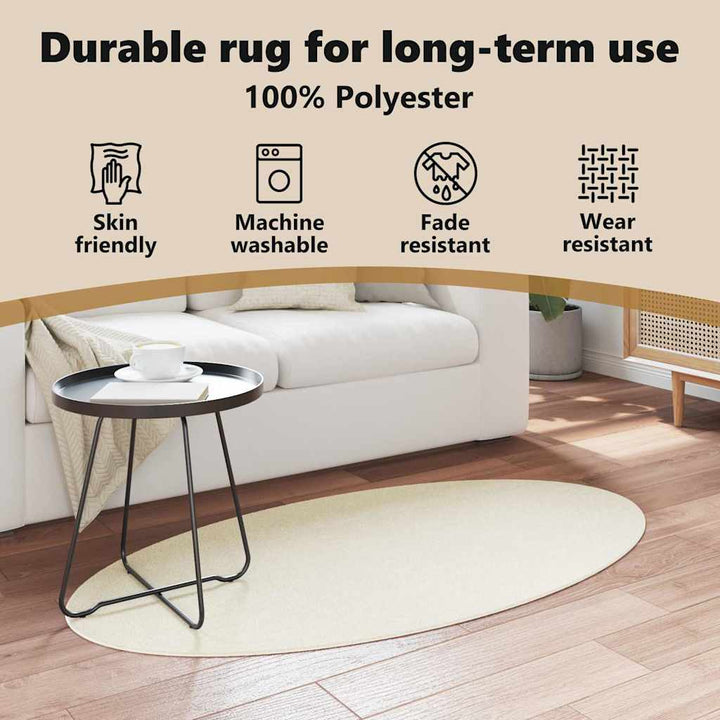 Områdetæpper Oval HUARTE Creme 80 x 150 cm 100% polyester
