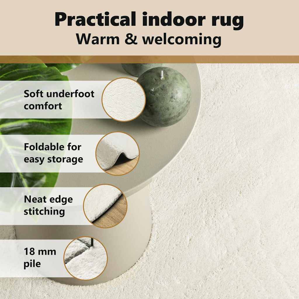 Områdetæpper Oval HUARTE Creme 80 x 150 cm 100% polyester
