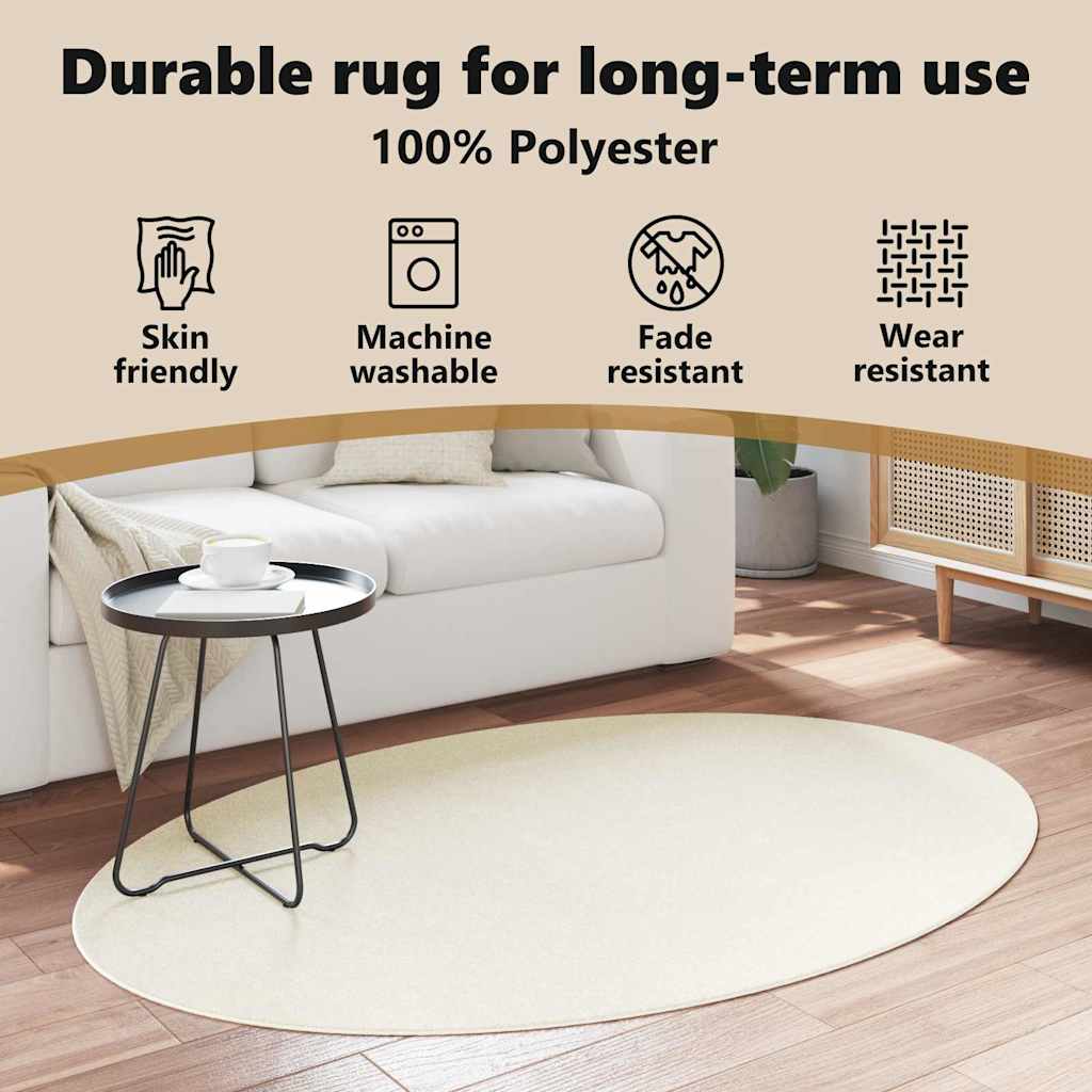 Områdetæpper Oval HUARTE Creme 120 x 170 cm 100% polyester