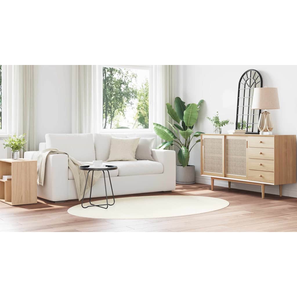 Områdetæpper Oval HUARTE Creme 140 x 200 cm 100% polyester