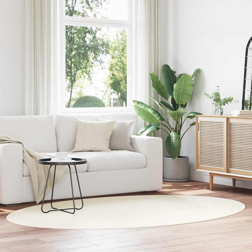 Områdetæpper Oval HUARTE Creme 160 x 230 cm 100% polyester