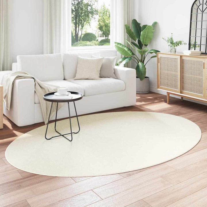Områdetæpper Oval HUARTE Creme 160 x 230 cm 100% polyester