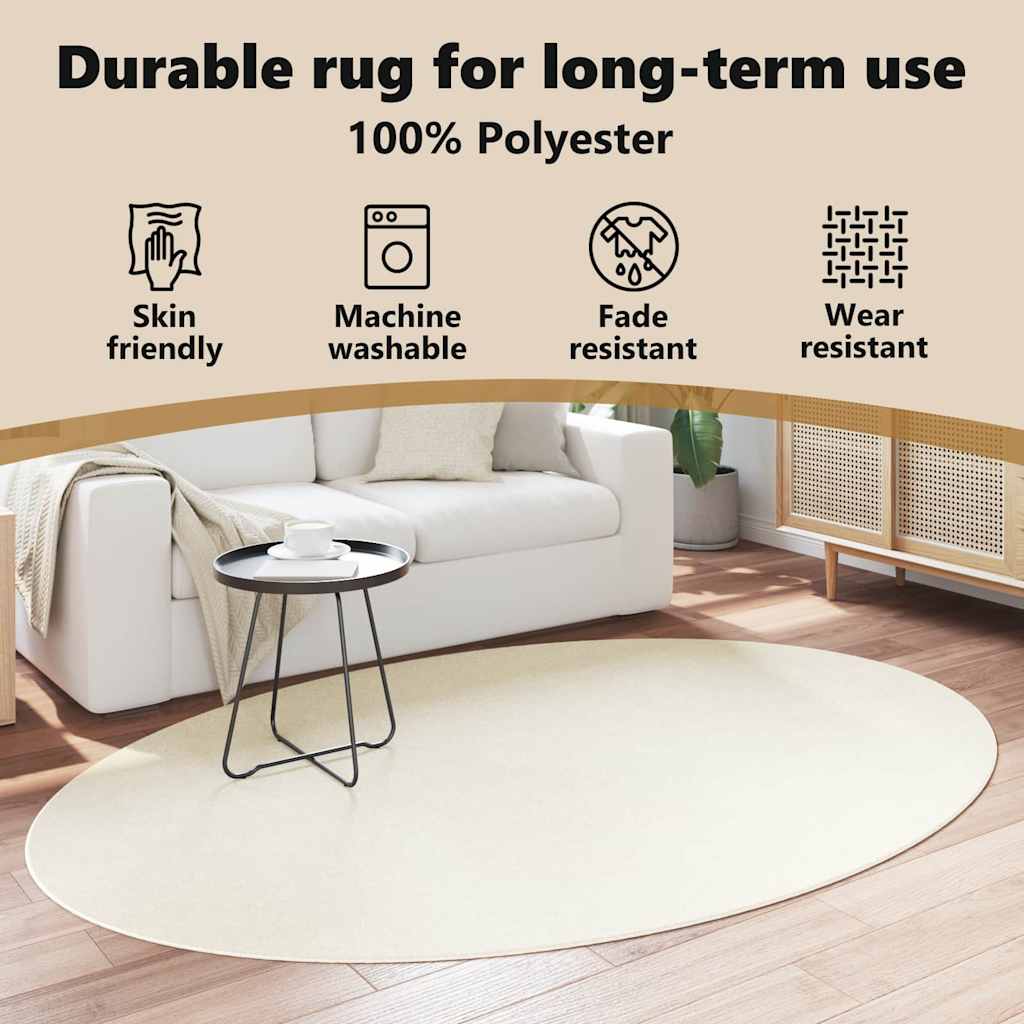 Områdetæpper Oval HUARTE Creme 160 x 230 cm 100% polyester