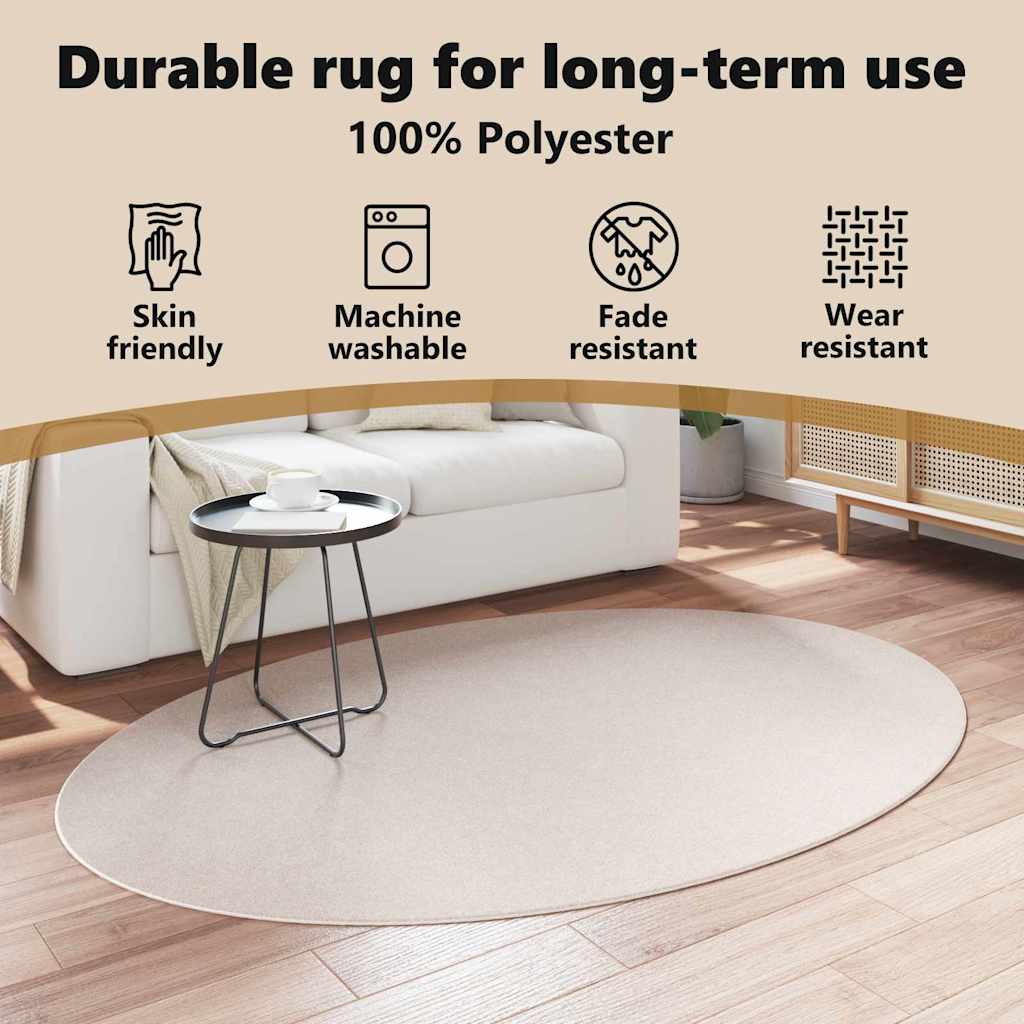 Områdetæpper Oval HUARTE Sandfarvet 120 x 170 cm 100% polyester
