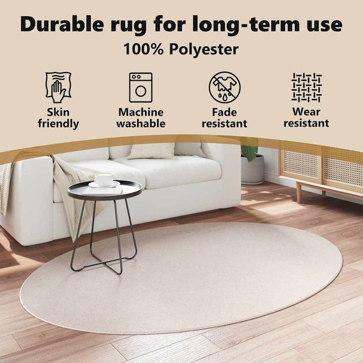 Områdetæpper Oval HUARTE Sandfarvet 140 x 200 cm 100% polyester