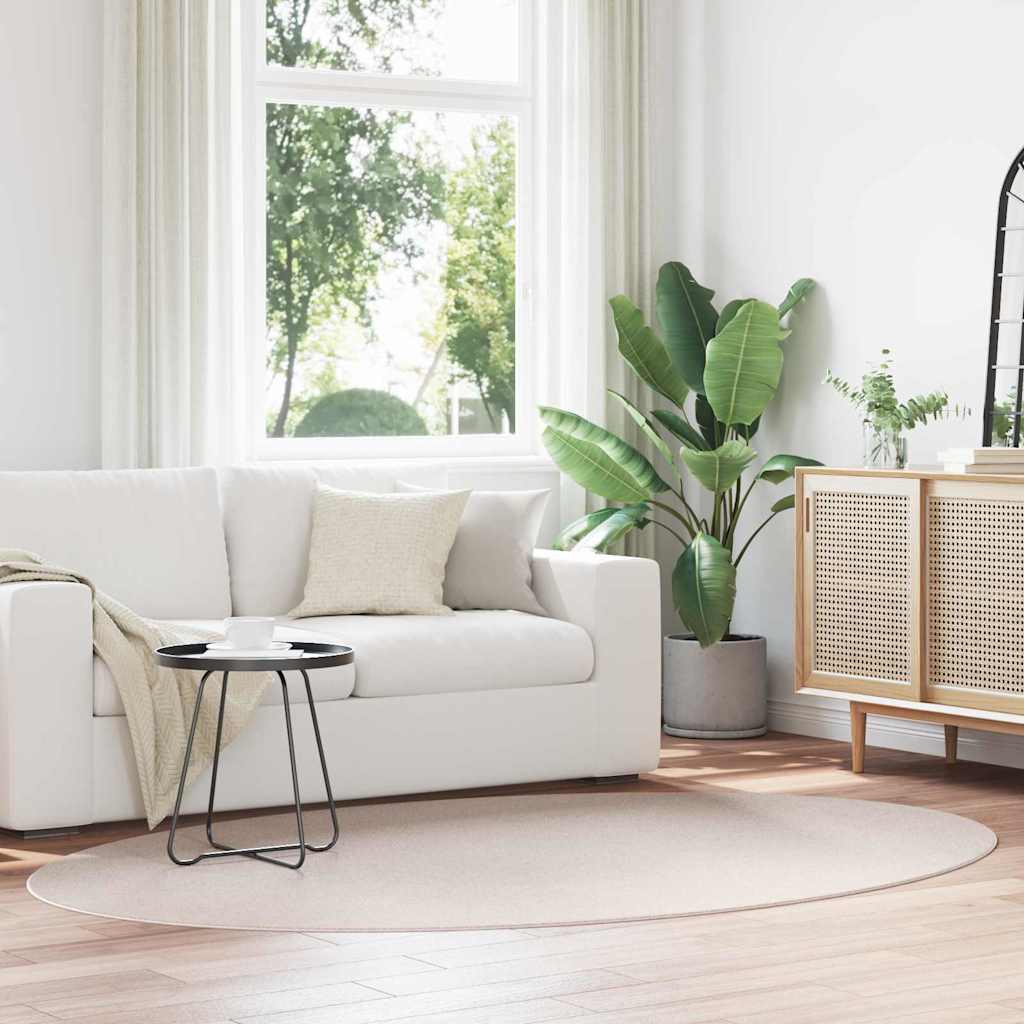 Områdetæpper Oval HUARTE Sandfarvet 160 x 230 cm 100% polyester
