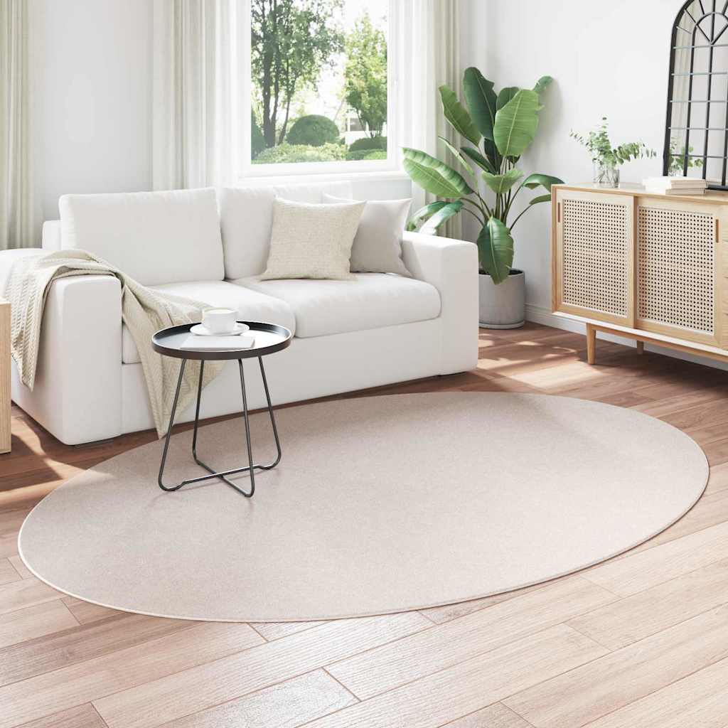 Områdetæpper Oval HUARTE Sandfarvet 160 x 230 cm 100% polyester