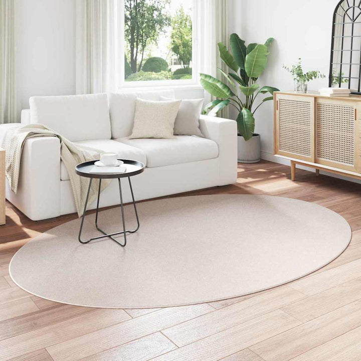Områdetæpper Oval HUARTE Sandfarvet 160 x 230 cm 100% polyester