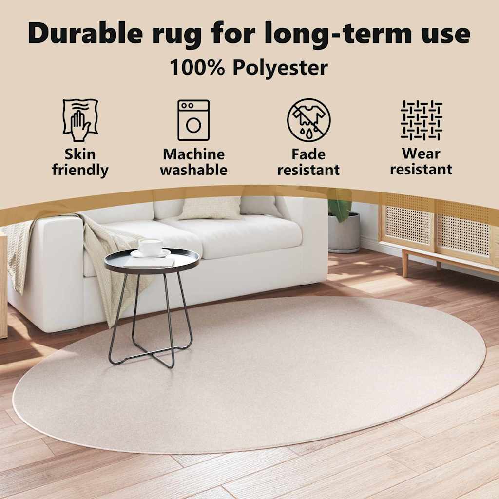 Områdetæpper Oval HUARTE Sandfarvet 160 x 230 cm 100% polyester