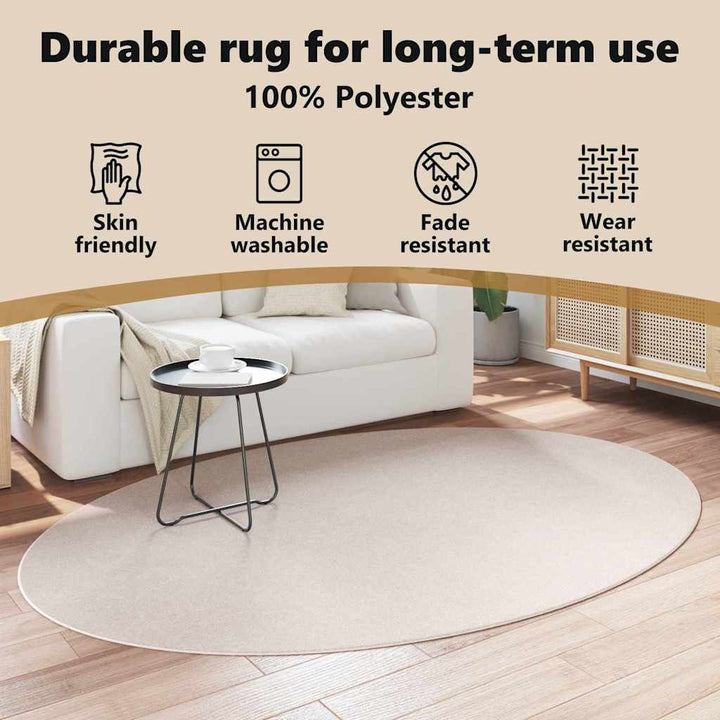 Områdetæpper Oval HUARTE Sandfarvet 160 x 230 cm 100% polyester