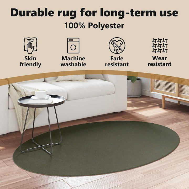Områdetæpper Oval HUARTE Skovgrøn 170 x 120 cm 100% polyester