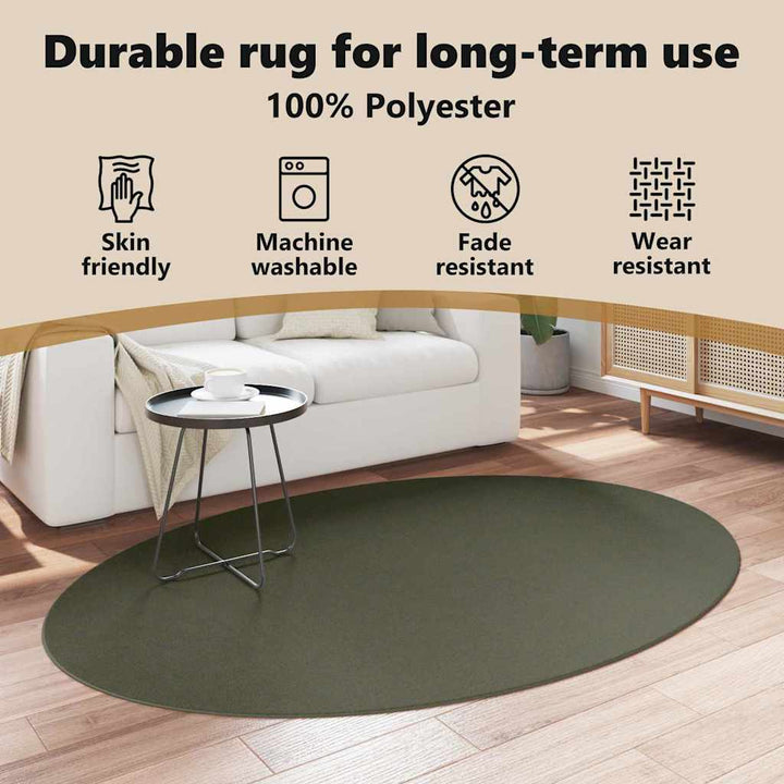 Områdetæpper Oval HUARTE Skovgrøn 140 x 200 cm 100% polyester