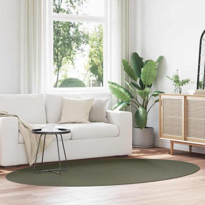 Områdetæpper Oval HUARTE Skovgrøn 160 x 230 cm 100% polyester