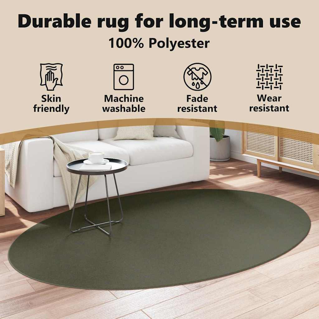Områdetæpper Oval HUARTE Skovgrøn 160 x 230 cm 100% polyester