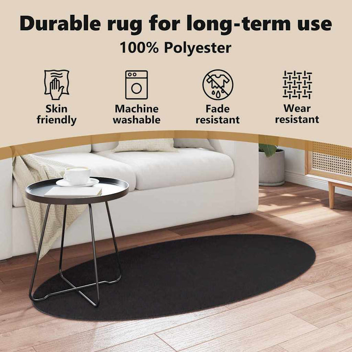 Områdetæpper Oval HUARTE Sort 80 x 150 cm 100% polyester