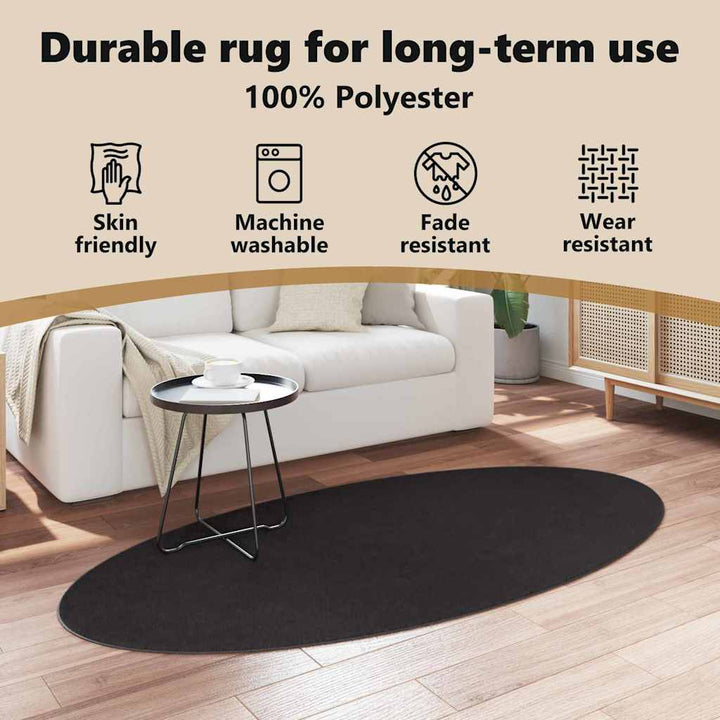 Områdetæpper Oval HUARTE Sort 100 x 200 cm 100% polyester