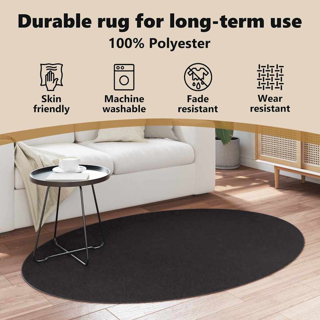 Områdetæpper Oval HUARTE Sort 120 x 170 cm 100% polyester