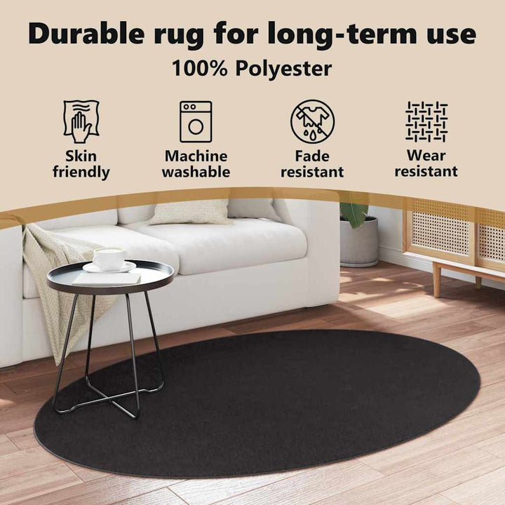 Områdetæpper Oval HUARTE Sort 120 x 170 cm 100% polyester