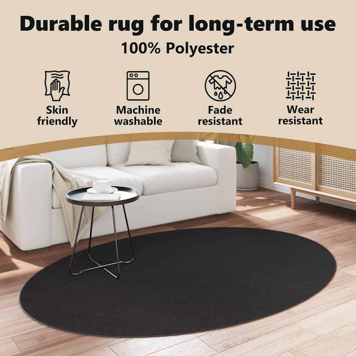 Områdetæpper Oval HUARTE Sort 140 x 200 cm 100% polyester