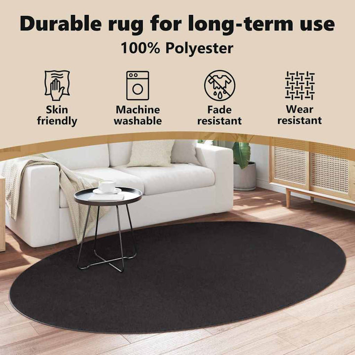 Områdetæpper Oval HUARTE Sort 160 x 230 cm 100% polyester