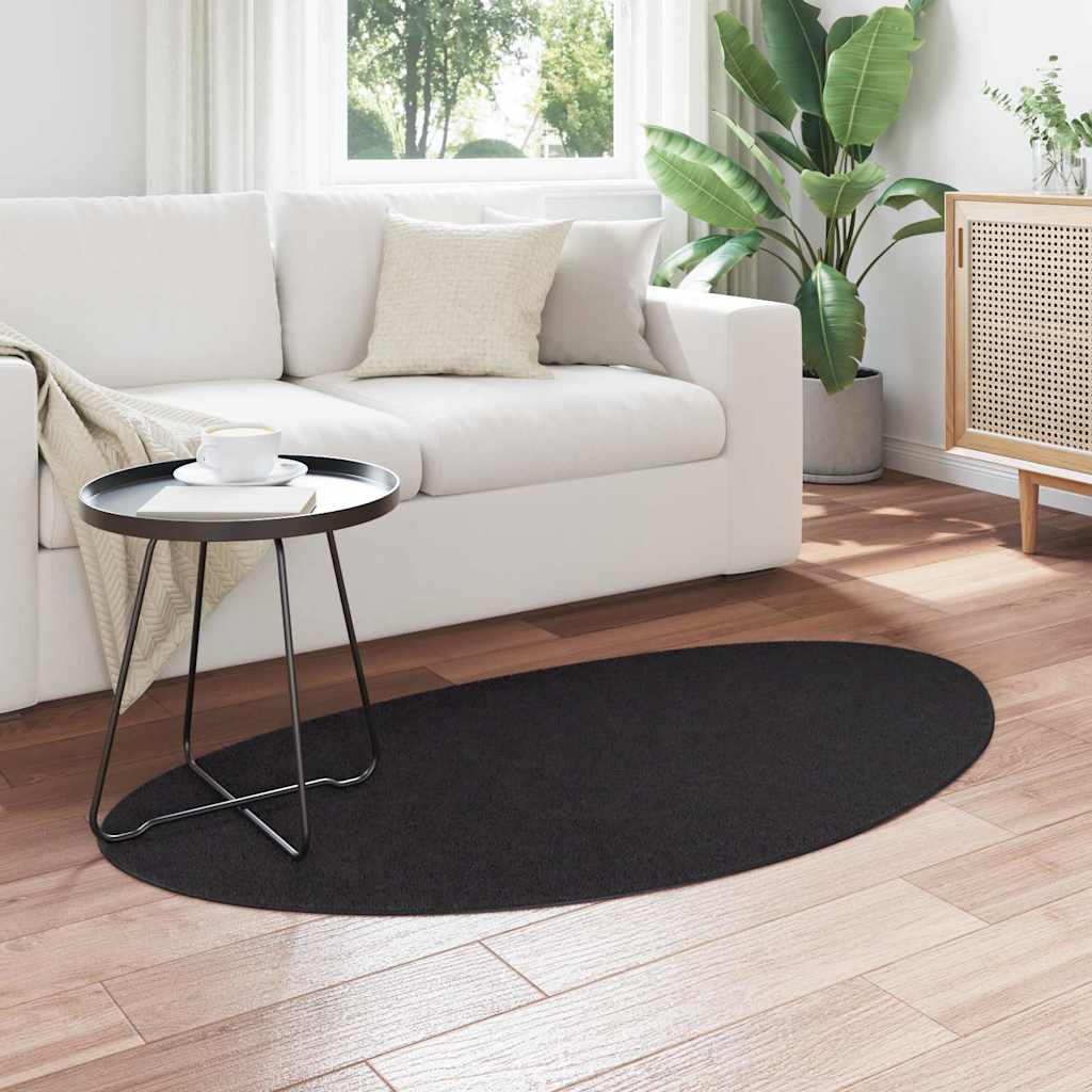 Tæppe HUARTE Sort 80 x 150 cm Polyester