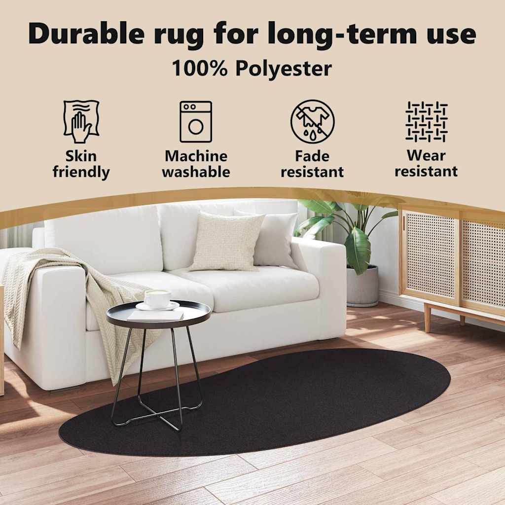 Områdetæpper HUARTE Sort 100 x 200 cm Polyester