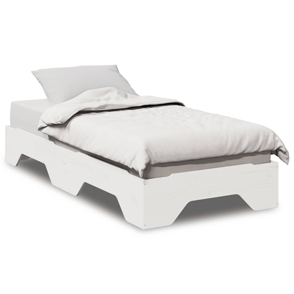 sengeramme uden madras stabelbar 90x190 cm massivt træ hvid