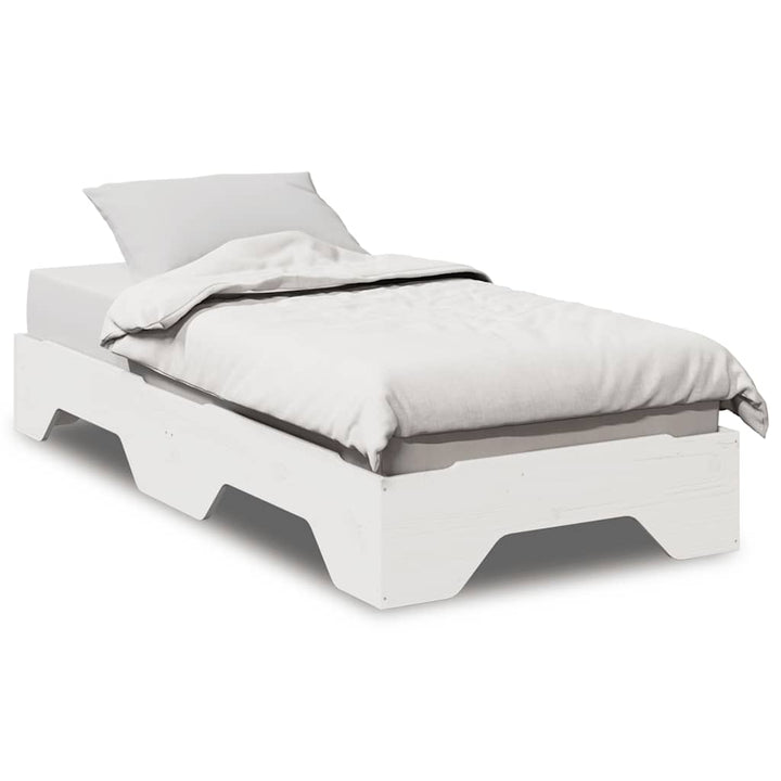 sengeramme uden madras stabelbar 90x190 cm massivt træ hvid